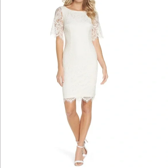 chinese dress ladies Cap Sleeve Lace Midi Dress in French Blue Nude